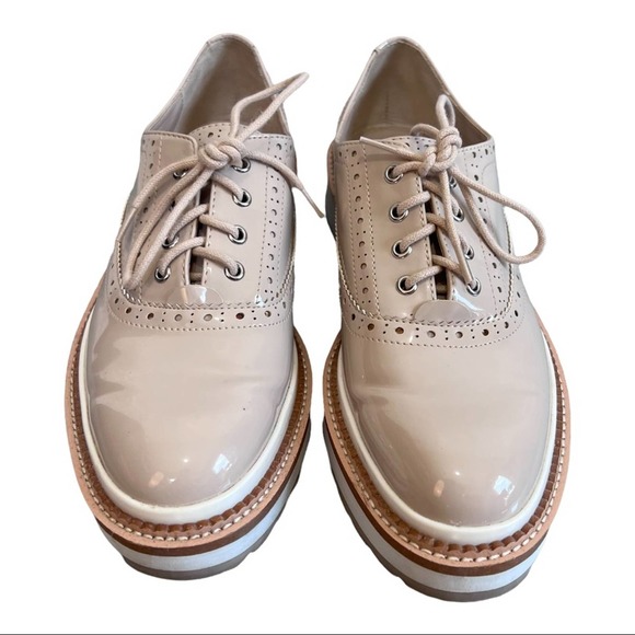 Zara Cream Platform Brogue Oxford - Picture 2 of 5